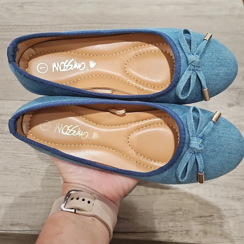Mossimo Blue Jean Bow Flats Girl's size 1